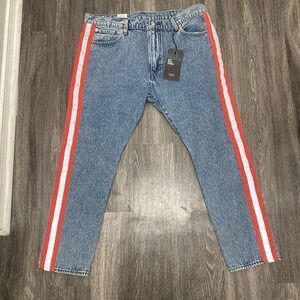 Levi's 512‎ Jeans Mens 40x30 Blue Red Reflective Slim Taper Warp Acid New
